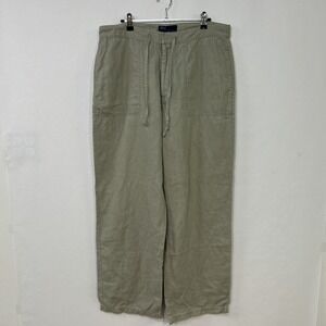BDG Linen Blend Drawstring‎ Pants Beige Khaki Wide Leg Coastal Minimalist 32